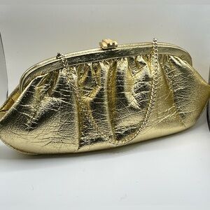 Vintage Gold Metallic Clutch Bag